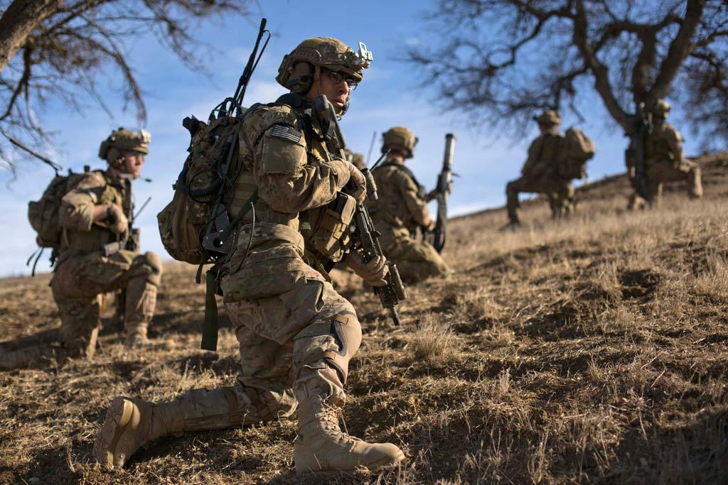 Rangers on a hillside during training